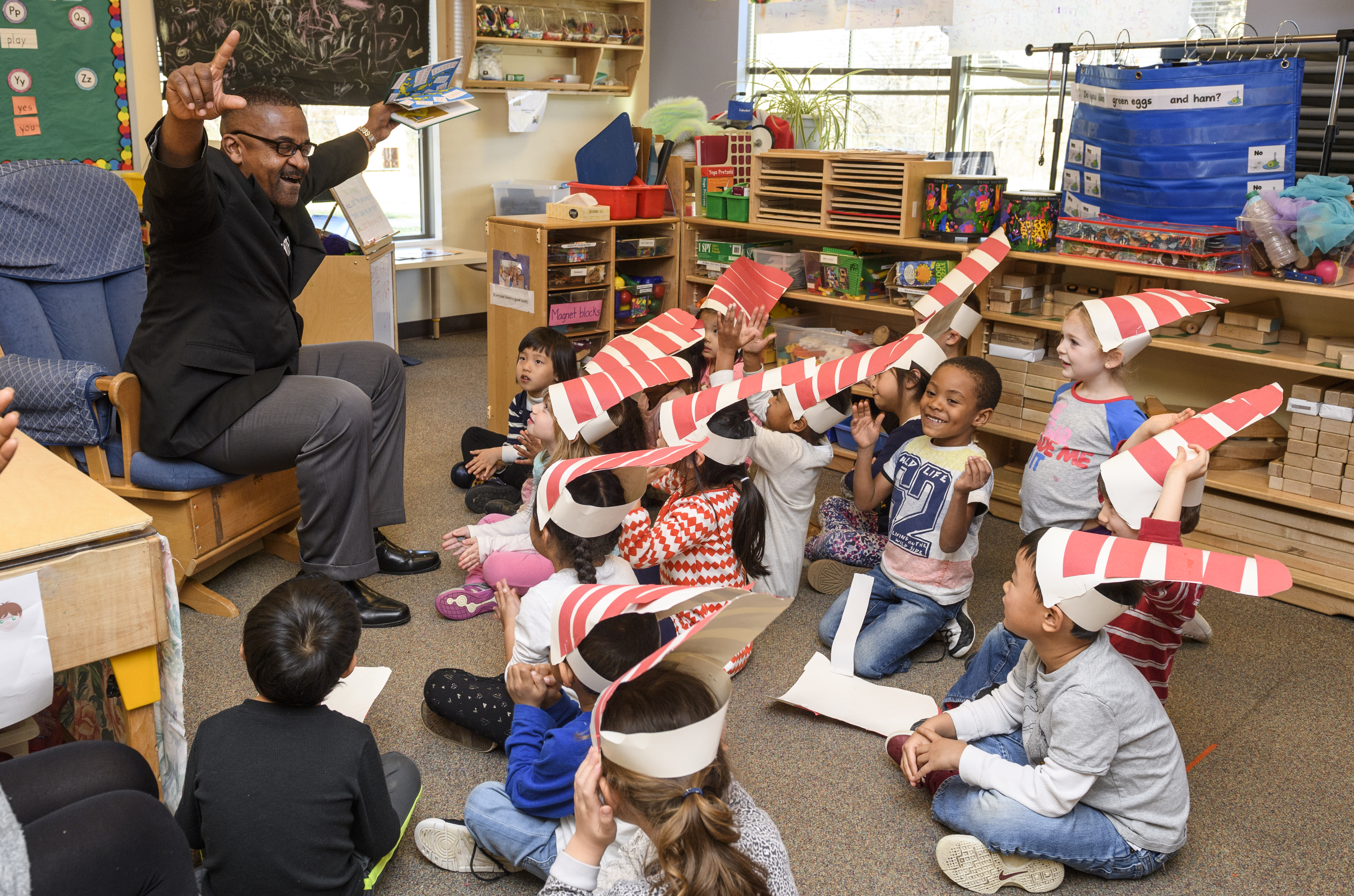 United Way's John Moore provides an energetic reading of a Dr. Seuss classic.