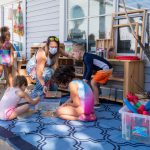 Redesigned outdoor learning spaces at UD’s Early Learning Center keep children in “pods” to minimize the risk of spreading coronavirus