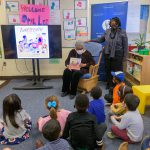 Civil rights activist and self-described "Grandmother of Juneteenth," Opal Lee reads to students at the Early Learning Center, as part of her visit to the University of Delaware.